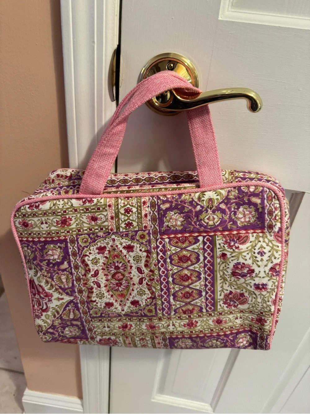 NWT! Raymond Waites Pink Floral Paisley Make Up Toiletry Bag